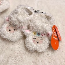 Wonder Nation Kids Multi Slippers Fuzzy Lamb Sheep White Multi Size 5-5.5