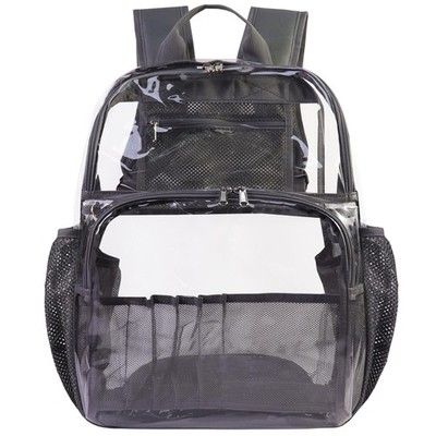 18 Inch Gray Large Clear Backpack Heavy Duty Transparent Bookbag School Work