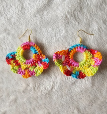 rainbow handmade earrings multicolor crochet