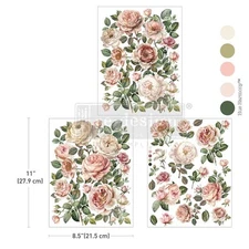 Blush Blooms | Middy Décor Rub On Craft Transfer | Redesign with Prima