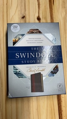 The Swindoll Study Bible NLT Charles Swindoll | Brown Tan Edition | VG+ In Box