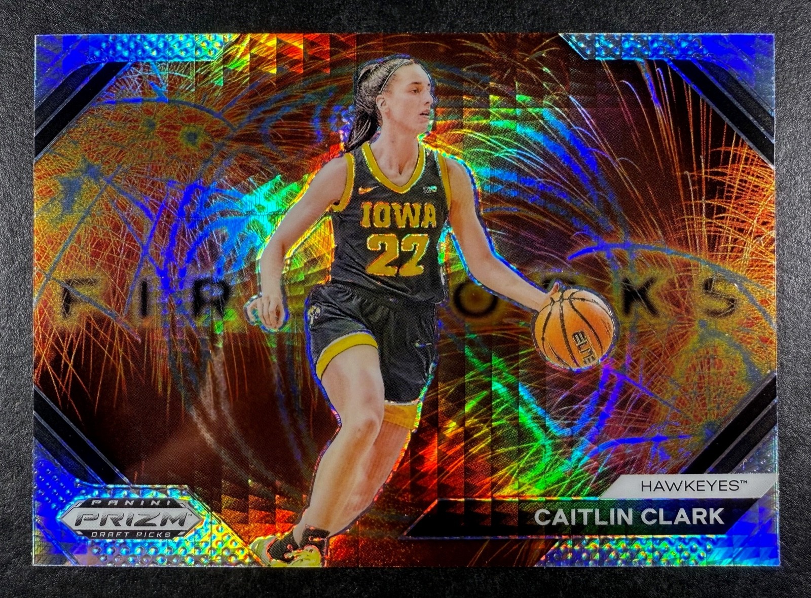 2024 Prizm Draft Picks Caitlin Clark Fireworks Hyper Prizm #15 Rookie SSP