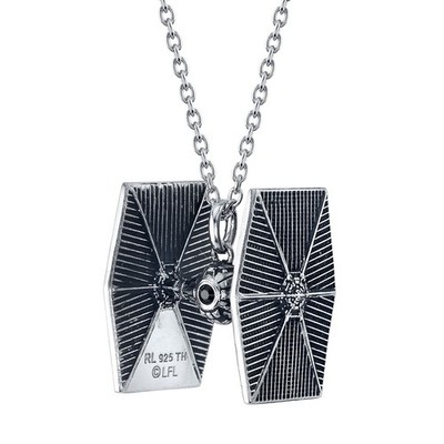 Star Wars X RockLove NEW TIE Fighter Pendant Necklace - Antiqued Sterling Silver