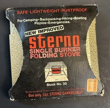 Vintage STERNO Single Burner Folding Stove Portable/Lightweight GRAND CENTRAL