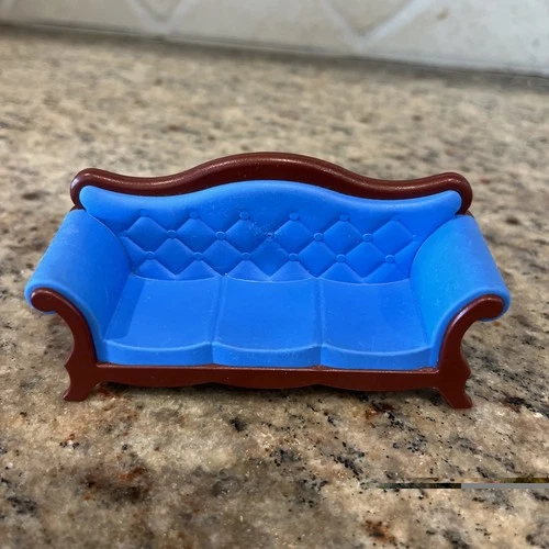 Vintage 1989 Playmobil Victorian Mansion Blue Living Room Couch Replacement