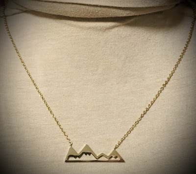 Mountain Peak Charm Necklace Gold Plated Hiking Charm, Snow Mountain, Nature,