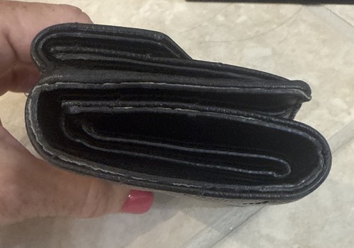 SAINT LAURENT YSL Logo Compact Trifold Wallet Leather Black Silver Logo RARE - Bild 7 von 16