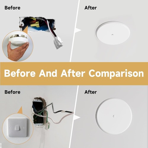 Ceiling Cover Plate, 5 Inch Metal Blank Wall Plate Fits 3-1/4" to 4" White-2 Pcs - Picture 6 of 7