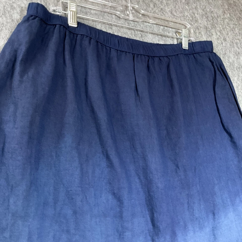Soft Surroundings Skirt Womens PXL Blue Ombre Fringe Pull On Midi Boho Petite XL - Image 2 of 4