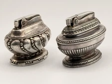 Pair Ronson “Queen Anne” & “Crown” Table Lighters Silverplate USA 1940s–50s