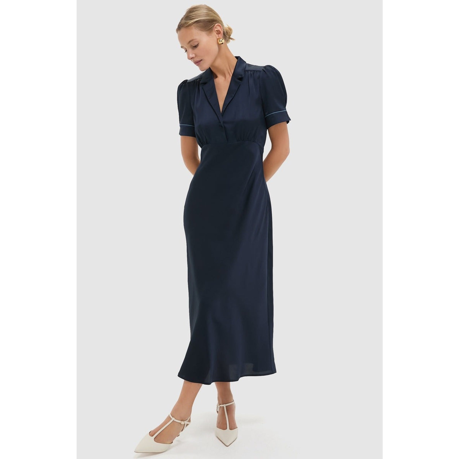 TUCKERNUCK Navy Satin Bellamy Dress Size S NWT Retail $268 Tuckernuck