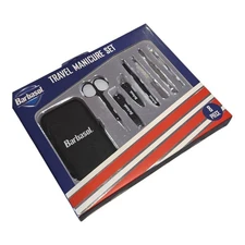 Barbasol 8 PC Travel Manicure Set Scissors Clippers File Tweezers Case New (C-39