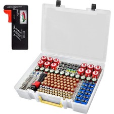 Battery Organizer Storage Holder- Batteries Case Containers Box with Tester C...