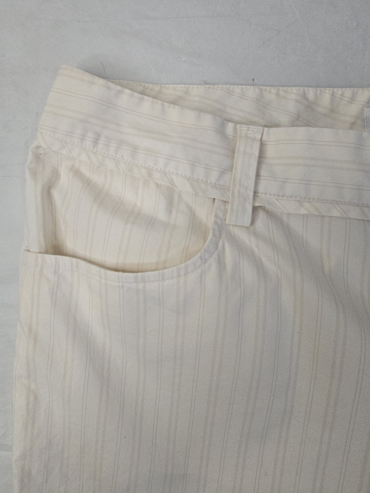 Calvin Klein Dress Pant Ivory Cream Pinstripe Dramatic Flared Leg Y2K Officewear thumbnail 5