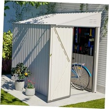 4x7 FT Outdoor Storage Shed Lean to Shed,Metal Shed W/Lockable Door  4x7-White