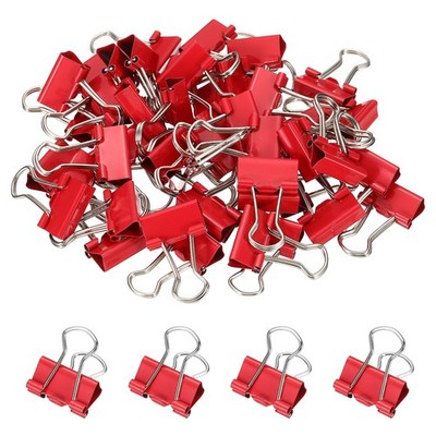 0.75'' Binder Clips, 50 Pcs Paper Clamps with Silver Wire Handles, Red