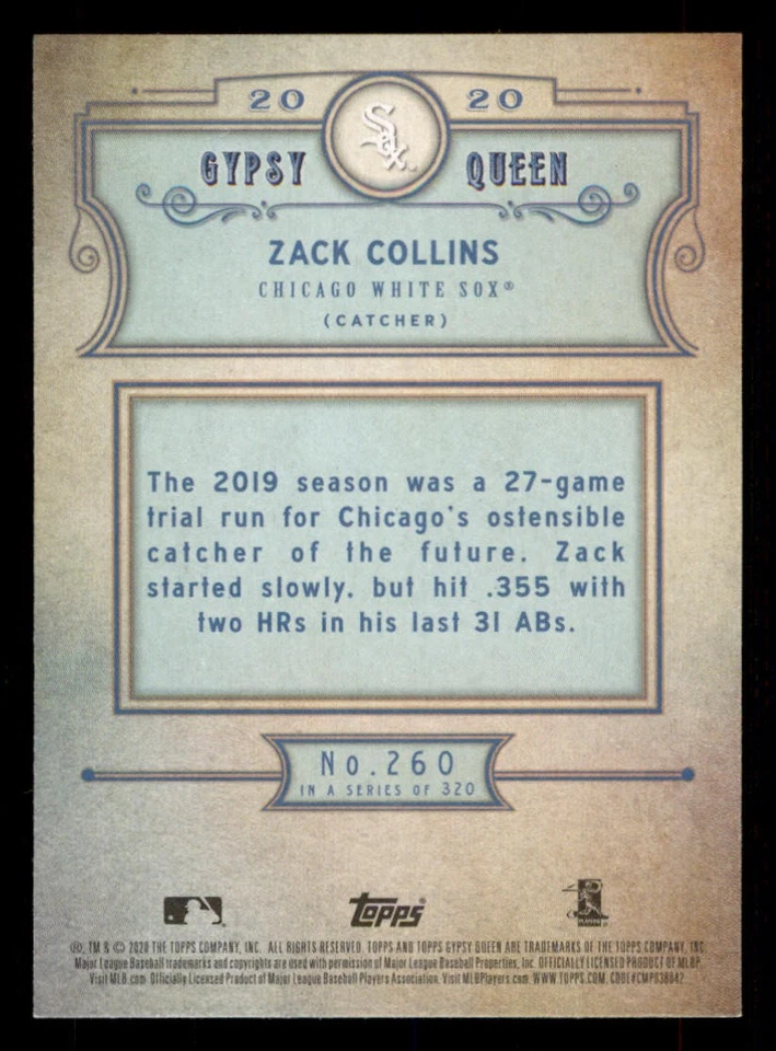 2020 Topps Gypsy Queen #260 Zack Collins RC - Image 2 of 2