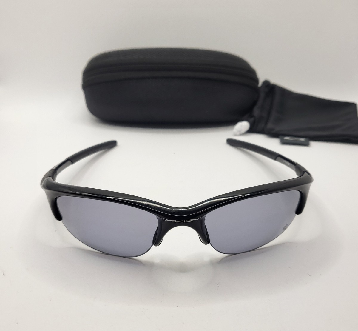 New OAKLEY HALF JACKET 1.0 JET BLACK w/ LIGHT GREY TRANSITION