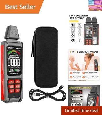 EMF Detector, 5 in 1 Handheld EMF Meter Radiation Detector, Detects EF, RF, M...