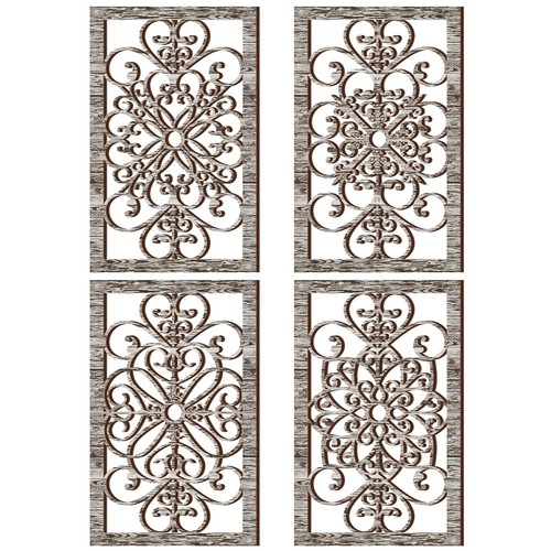 4 Pcs Thicken Rustic Wall Decor Modern Farmhouse Wall Art Decor Wooden Hollow...