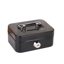 Image of Metal Lockable Cash Box with Key Storage Box Small Change Storage