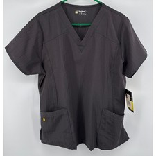 WonderWink Four-Stretch V-Neck Scrub Top XL Graphite Grey 6214A New