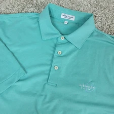 Peter Millar Summer Comfort Mens Large Green Striped Performance Stretch Polo SS