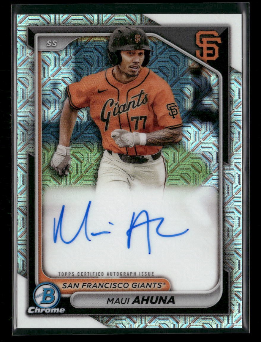 2024 Bowman Chrome Mega MAUI AHUNA Mojo Refractor Rookie Prospect Auto BMA-MAH