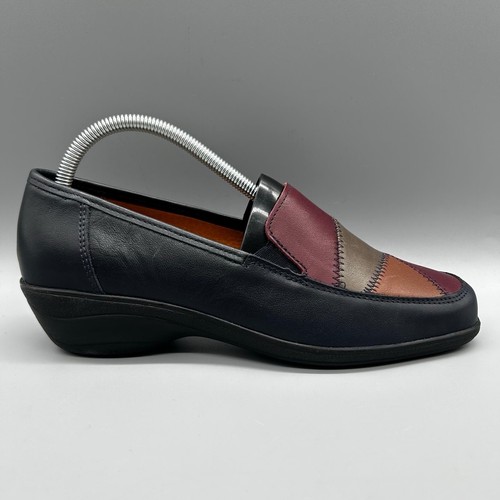 Fly Flot Leather Slip On Loafers Womens Uk 6 Eu 39 Navy Blue - Picture 2 of 8