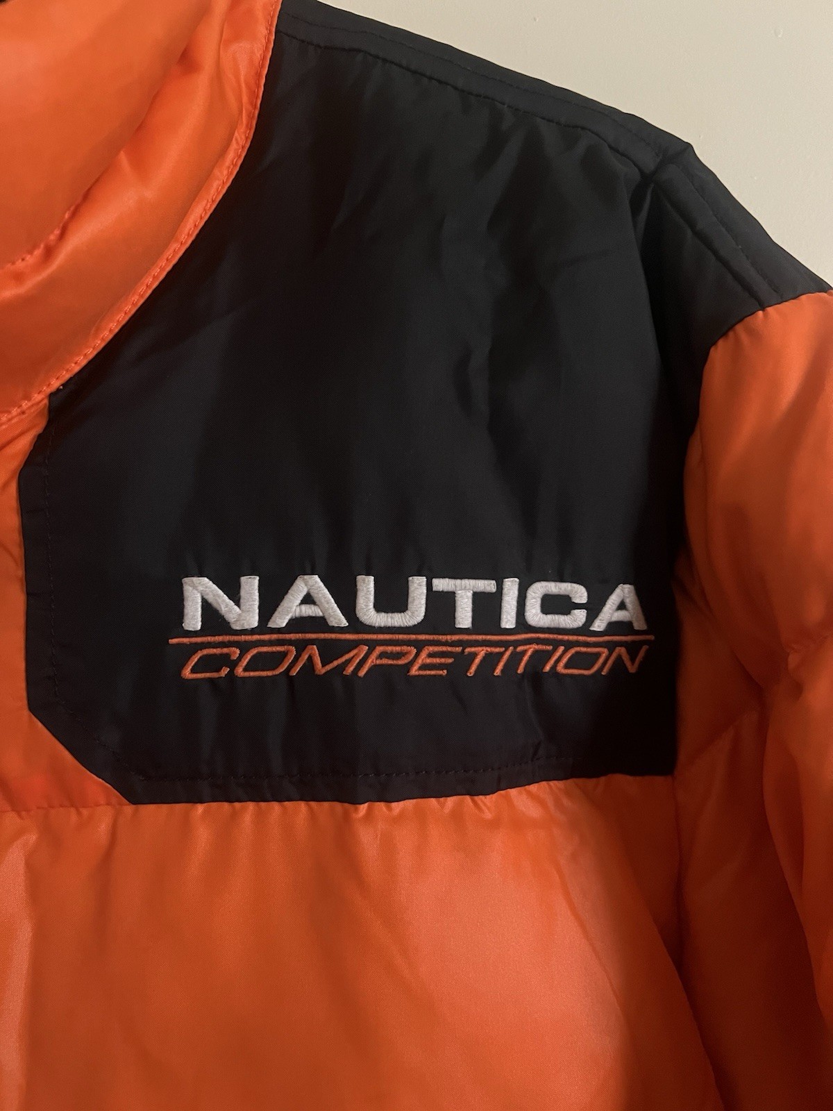Nautica Competition Urban Outfitters Orange Black Down Puffer Jacket Size M