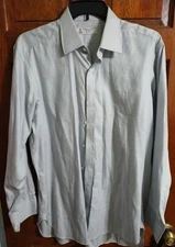 TURNBULL & ASSER Exclusive Men's GRAY Mini Check LS Dress Shirt, Size 17 43