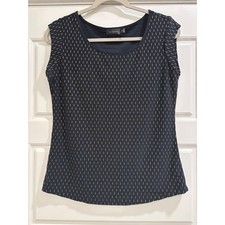 The Limited Women Navy Blue Gold Metallic Dash Pinstripe Sleeveless Shell Top Xs The Limited Women Navy Blue Gold Metallic Dash Pinstripe Sleeveless Shell Top Xs