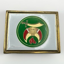 VTG MASONIC SHRINER SOLID BRASS ENAMEL BELT BUCKLE 1983 NAP INC