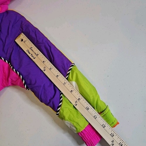 Fun Kids Club Vintage Neon Multi-Colored Puffer Jacket Size 4 Toddler 4T Girls - Picture 11 of 11