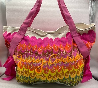 Juicy Couture Feathers Bow Tote - Easy Brezzy Large Canvas Bag