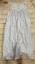 Eileen West Blue Wavy Cottage Eyelet Lace Cotton Maxi Nightgown Dress Large L
