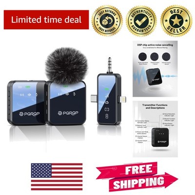 3 in 1 Wireless Lavalier Microphone for iPhone/Android, 328ft Range, 18H Battery