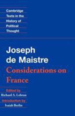 Maistre : Considerations on France Paperback Joseph Marie Comte D