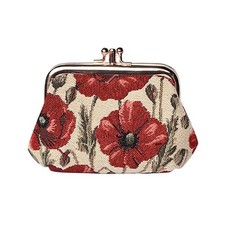 Red Poppy Floral Frame Purse for Coins