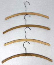 Lot of 4 Vintage Wood Stick Clothes Hangers  Two with Names