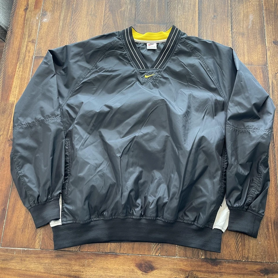 Jaqueta pulôver masculina Nike XL preta gola V corta-vento golfe bordada Swoosh - Imagem 2 de 4