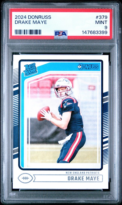 147683399 Drake Maye 2024 Panini Donruss #379 RC Rated PSA 9 Rookie