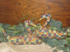 Country Fall Decor 2 Patchwork Fabric Swans Bowl Fillers Handmade Wreath Accents