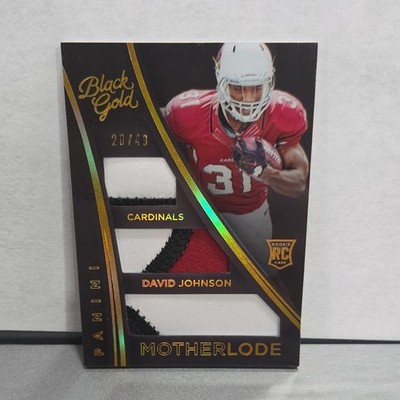 #20/49 GAME WORN TRIPLE PATCH 2015 PANINI BLACK GOLD MOTHERLODE DAVID JOHNSON RC