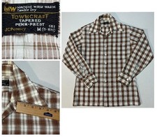 Vintage 70s JC Penney L/S Shirt Towncraft 4  Dagger Collar Sz M Chest 42  Disco