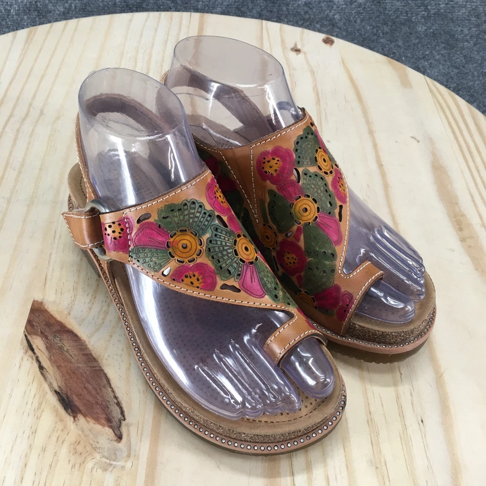 L'Artiste Spring Step Sandals Womens 35 Samya Slingback Brown Floral Casual Flat - Image 3 of 4