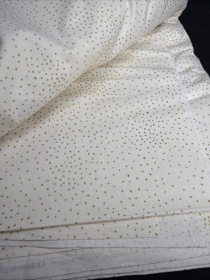 Laurel Burch Basics GOLD DOT on CREAM Metallic Cotton Fabric 5 Yards - Image 3 of 4
