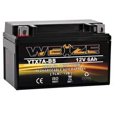 Weize YTX7A-BS High Performance - Maintenance Free - Sealed AGM Motorcycle