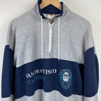 Vintage 80s Jacqe San Francisco California 1/4 Zip Pullover Sweatshirt XXL