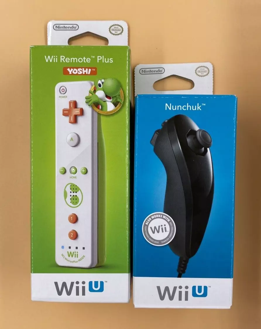 2 Pack Wii Remote with Wii Motion Plus Inside | Shock Wii Nunchuk  Controller | Compatible Nintendo Wii, Wii U